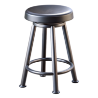elegant art deco Metal bar stool, industrial style, black finish, side view, studio lighting, isolateon transparent background,high-resolution product photography studio quality png