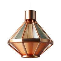 beautiful unparalleleModern hanging pendant light, copper finish, geometric shape, soft lighting, front view, isolateon transparent background,high-resolution product photography png