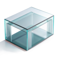 serene reflective elegant Modern acrylic coffee table, clear finish, geometric base, studio lighting, top-down view, isolateon transparent background,high-resolution product photography sharp png