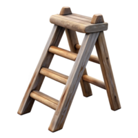 peaceful striking Rustic wooden ladder, distressefinish, visible woograin, side view, dramatic lighting, isolateon transparent background,high-resolution product photography masterfully captured png