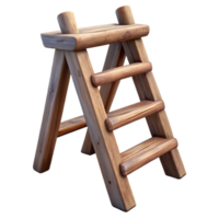 alluring melancholic avant-garde Rustic wooden ladder, distressefinish, visible woograin, side view, dramatic lighting, isolateon transparent background,high-resolution product photography precision png