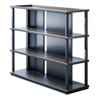 glorious renaissance Modern metal bookshelf, minimalist design, black finish, studio lighting, side view, isolateon transparent background,high-resolution product photography museum quality png