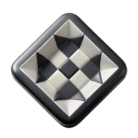 stunning remarkable Square decorative plate with a geometric pattern in black anwhite, matte finish, minimalist style, top-down view, with transparent background,high-resolution product photography png