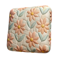 passionate elegant Square tapestry with a floral pattern in pastel colors, texturelinen, studio lighting, front view, isolateon transparent background,high-resolution product photography professional png