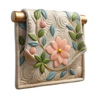 hypnotic distinctive Square tapestry with a floral pattern in pastel colors, texturelinen, studio lighting, front view, isolateon transparent background,high-resolution product photography png