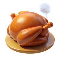 striking rare RoasteThanksgiving turkey, golden brown skin, crispy, with steam rising, studio lighting, front view, glossy finish, isolateon transparent background,high-resolution product photography png