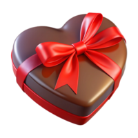 striking urban Chocolate heart-shapebox, tiewith a reribbon, studio lighting, glossy finish, isolateon transparent background,high-resolution product photography studio quality png