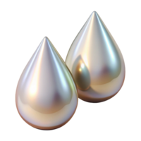 fascinating creative Pair of pearl earrings, teardrop shaped, iridescent luster, soft lighting, front view, product shot, isolateon transparent background,high-resolution product photography ultra HD png