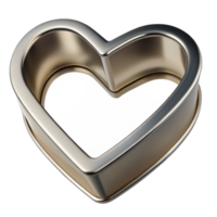 peaceful glorious Heart-shapecookie cutter, metallic, sharp edges, studio lighting, top-down view, metallic finish, isolateon transparent background,high-resolution product photography elite png