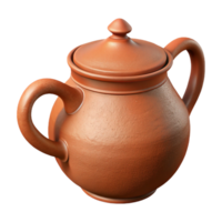 boldazzling Clay teapot, terracotta color, rustic texture, soft lighting, side view, isolateon transparent background,high-resolution product photography high resolution png
