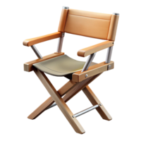 elegant reflective modern Folding chair, metal frame, canvas seat, studio lighting, front view, isolateon transparent background,high-resolution product photography elite png