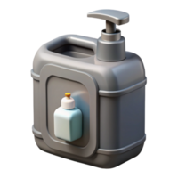impressive artistic Portable toilet, grey plastic, with hansanitizer dispenser, studio lighting, side view, isolateon transparent background,high-resolution product photography high resolution png