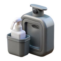 rare elegant Portable toilet, grey plastic, with hansanitizer dispenser, studio lighting, side view, isolateon transparent background,high-resolution product photography elite png