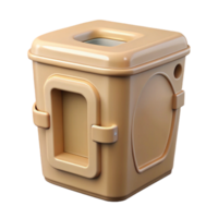 magnificent signature Portable toilet, beige plastic, slightly worn texture, studio lighting, front view, isolateon transparent background,high-resolution product photography png