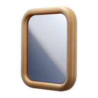 immaculate iconic Wall mirror, rectangular shape, wooden frame, studio lighting, front view, isolateon transparent background,high-resolution product photography png