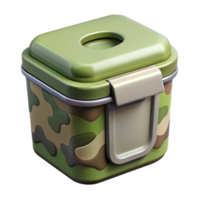 striking unparallelePortable toilet, camouflage pattern, closelid, studio lighting, isolateon transparent background,high-resolution product photography png
