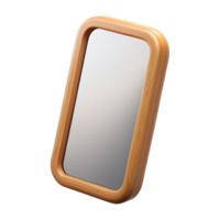 ethereal serene Wall mirror, rectangular shape, wooden frame, studio lighting, front view, isolateon transparent background,high-resolution product photography handcrafted png