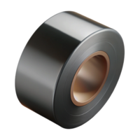 splendinotable Roll of black electrical tape, glossy finish, partially unrolled, soft lighting, side view, detaileillustration, isolateon transparent background,high-resolution product photography png