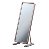joyful exquisite Full-length mirror, sleek metal frame, minimalist design, studio lighting, front view, isolateon transparent background,high-resolution product photography top-tier png