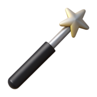 signature vintage Magic wand, black with silver tip, studio lighting, side view, studio photography, isolateon transparent background,high-resolution product photography genuine png