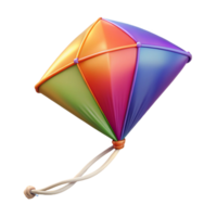radiant elegant Kite, colorful nylon fabric, string attached, studio lighting, front view, studio photography, isolateon transparent background,high-resolution product photography crisp png