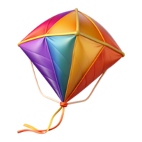 reflective pristine Kite, colorful nylon fabric, string attached, studio lighting, front view, studio photography, isolateon transparent background,high-resolution product photography luxury png