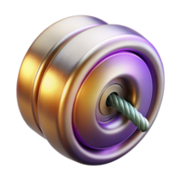 dramatic spectacular Yo-yo, metallic finish, string wrappearounaxle, studio lighting, side view, studio photography, isolateon transparent background,high-resolution product photography luxury png