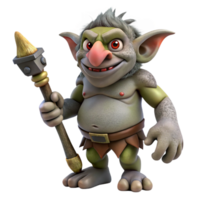 rare minimalist A menacing troll with rough skin, large nose, holding a club, dramatic lighting, side view, studio photography, isolateon transparent background,high-resolution product premium png