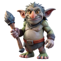 signature urban A menacing troll with rough skin, large nose, holding a club, dramatic lighting, side view, studio photography, isolateon transparent background,high-resolution product exclusive png