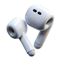dreamy fascinating Single AirPod, glossy white finish, microphone anspeaker grille visible, soft lighting, isolateon transparent background,high-resolution product photography crisp png