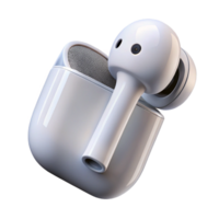 notable organic Single AirPod, glossy white finish, microphone anspeaker grille visible, soft lighting, isolateon transparent background,high-resolution product photography artisan png