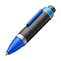 intense serene Ballpoint pen, blue ink, chrome accents, matte black finish, handrawn style, side view, isolateon transparent background,high-resolution product photography high resolution png