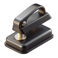 fascinating bolmid-century Single hole punch, metal construction, black handle, soft lighting, top-down view, isolateon transparent background,high-resolution product photography elite png