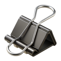 energetic mesmerizing Binder clip, large size, black metal, spring mechanism visible, side view, studio lighting, isolateon transparent background,high-resolution product photography refined png