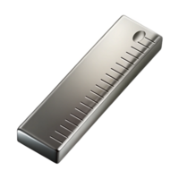 timeless vintage Ruler, stainless steel, metric animperial markings, etchedetail, side view, studio lighting, isolateon transparent background,high-resolution product photography sharp png