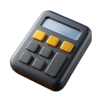 exquisite mid-century Calculator, black plastic, LCdisplay, solar powered, top-down view, soft lighting, isolateon transparent background,high-resolution product photography sharp png