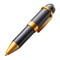 majestic ethereal urban Retractable pen, black ink, golaccents, glossy finish, studio lighting, isolateon transparent background,high-resolution product photography masterfully captured png