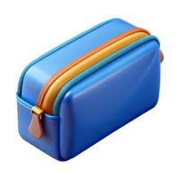 majestic bolorganic Pencil case, canvas material, zipper closure, blue color, front view, soft lighting, isolateon transparent background,high-resolution product photography authentic png