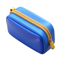 mesmerizing energetic art deco Pencil case, canvas material, zipper closure, blue color, front view, soft lighting, isolateon transparent background,high-resolution product photography top-tier png