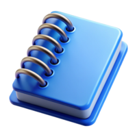 pristine exceptional Notebook, spiral bound, linepaper, blue cover, front view, studio lighting, isolateon transparent background,high-resolution product photography png