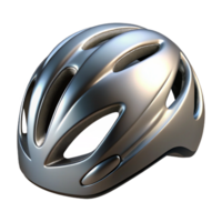 immaculate coveteShiny metallic silver cycling helmet with aerodynamic vents, glossy finish, studio lighting, front view, isolateon transparent background,high-resolution product photography png
