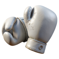 vibrant standout Worn-out pair of white boxing gloves with frayeedges anscuff marks, matte finish, dramatic lighting, side view, isolateon transparent background,high-resolution product photography png