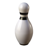 majestic baroque Single white bowling pin with three black stripes, glossy finish, studio lighting, front view, isolateon transparent background,high-resolution product photography sharp png