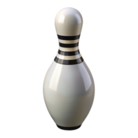 energetic wonderful Single white bowling pin with three black stripes, glossy finish, studio lighting, front view, isolateon transparent background,high-resolution product photography expertly shot png