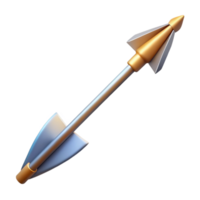 mesmerizing dynamic avant-garde Single archery arrow with metal tip anfletching, metallic finish, studio lighting, side view, with transparent background,high-resolution product photography precision png