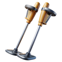 nostalgic enchanting Pair of ski poles with ergonomic grips anbaskets, metallic finish, studio lighting, side view, isolateon transparent background,high-resolution product photography original png