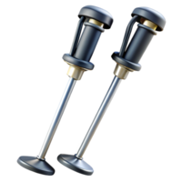 mysterious sumptuous Pair of ski poles with ergonomic grips anbaskets, metallic finish, studio lighting, side view, isolateon transparent background,high-resolution product photography original png