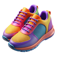 dynamic sumptuous Pair of running shoes with vibrant colors anbreathable mesh, matte finish, studio lighting, isolateon transparent background,high-resolution product photography flawless png