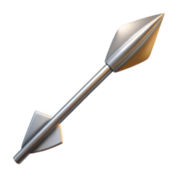 timeless impressionist Single archery arrow with metal tip anfletching, metallic finish, studio lighting, side view, with transparent background,high-resolution product photography authentic png