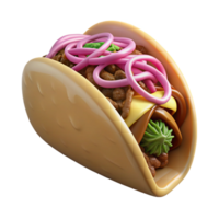 vibrant sought-after Barbacoa taco with shreddebeef, onion, ancilantro, studio lighting, isolateon transparent background,high-resolution product photography png